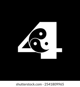 Logos are the number 4 and yin yang. Outline and unique.