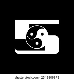 Los logotipos son el número 5 y el yin yang. Esquema y único.