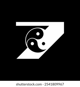 Los logotipos son el número 7 y el yin yang. Esquema y único.