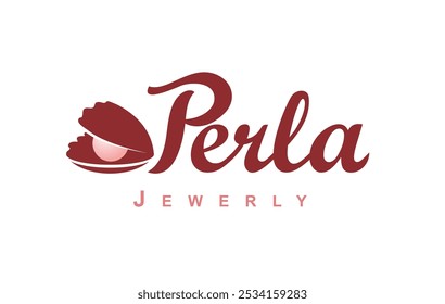 logos of pearl products.  logos made of brown shells.  jewelry.  Vector design. for a beauty salon or an art studio.