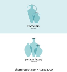 Logos with a picture of porcelain vases. They can be used for a  porcelain workshop and ceramics shop.