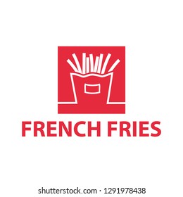 Logos potato fries, vector simple illustration isolated on white and black background