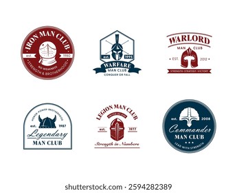 Logos representing various men s clubs that promote strength, brotherhood and strategy in community service.