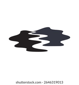 Logos of rivers, creeks, riverbanks and streams. River logo with combination of mountains and farmland with concept design vector illustration template
