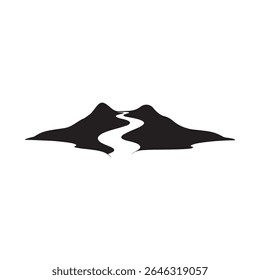 Logos of rivers, creeks, riverbanks and streams. River logo with combination of mountains and farmland with concept design vector illustration template
