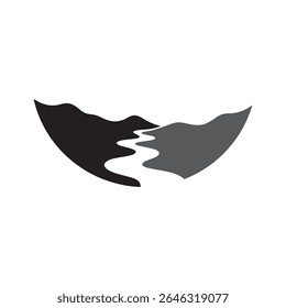 Logos des rivières, des ruisseaux, des berges et des ruisseaux. Logo de rivière avec la combinaison de montagnes et de terres agricoles avec la conception de la template d'illustration vectorielle