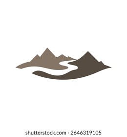 Logos des rivières, des ruisseaux, des berges et des ruisseaux. Logo de rivière avec la combinaison de montagnes et de terres agricoles avec la conception de la template d'illustration vectorielle