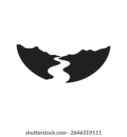 Logos of rivers, creeks, riverbanks and streams. River logo with combination of mountains and farmland with concept design vector illustration template
