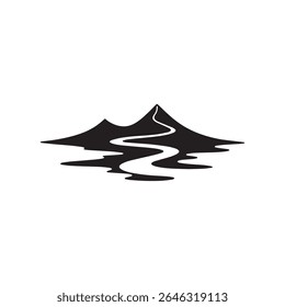Logos des rivières, des ruisseaux, des berges et des ruisseaux. Logo de rivière avec la combinaison de montagnes et de terres agricoles avec la conception de la template d'illustration vectorielle