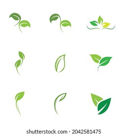 Logos Set von grünen Blätterökologie Naturelement Vektorgrafik