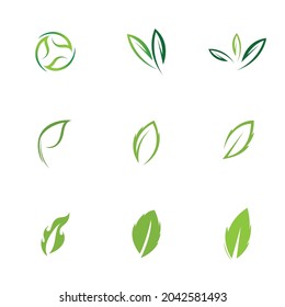 logos set of green leaf ecology nature element vector