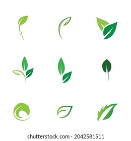 Logos Set von grünen Blätterökologie Naturelement Vektorgrafik