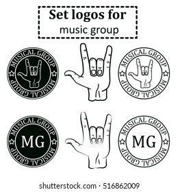 logos set for a musical group in the form of printing with a goat. Illustration Vector