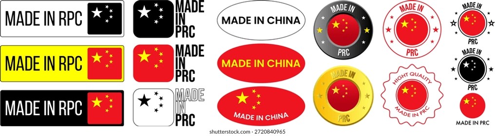 Logotipos que muestran diferentes diseños con producción de referencia de texto en China y China