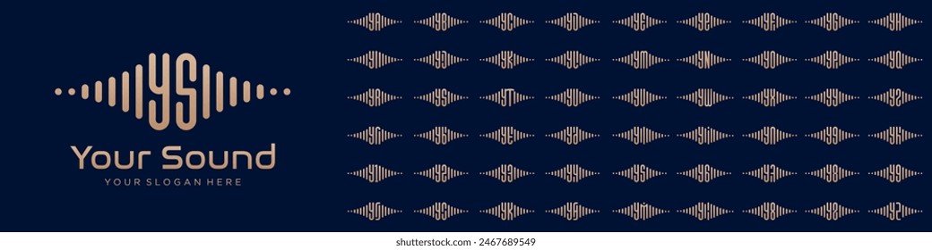 logos sound combined letter Y with letters from A to Z and numbers from 1 to 9. vector illustration