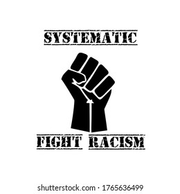 logos or symbols with systematic caption fight racism, vector illustration, isolated white background