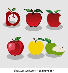logos and vectors of various apple shapes. with a combination of red, green, yellow.