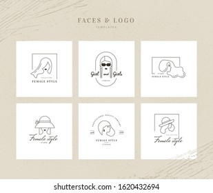 Logos for womens shops, services and goods. A set of vector logos of womens themes isolated on a white background.