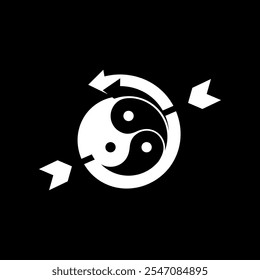 Los logotipos son los objetivos de Yin Yang. Esquema y único.