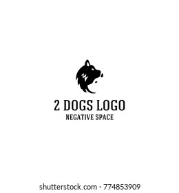 Logotype 2 dogs, logo vector negative space
