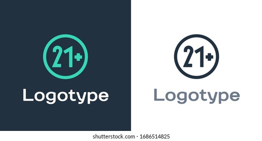 Logotyp 21 plus Symbol einzeln auf weißem Hintergrund. Inhaltssymbol für Erwachsene. Logo-Design-Element. Vektorillustration-Illustration