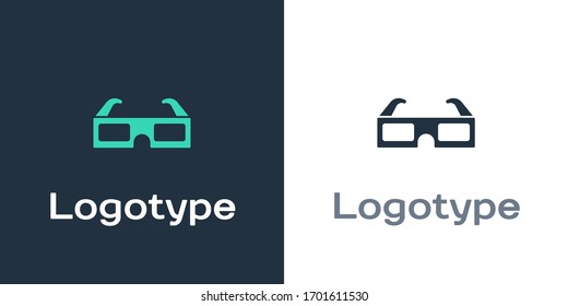 Logotype 3D cinema glasses icon isolated on white background. Logo design template element. Vector Illustration