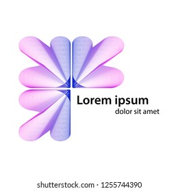 Logotype, abstract shape with lots of blending lines and gradient color. Vector illustration.
