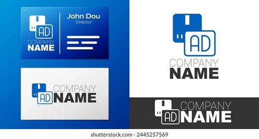 Logotype Advertising icon isolated on white background. Concept of marketing and promotion process. Responsive ads. Social media advertising. Logo design template element. Vector