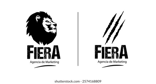 Logotype agency of marketing, the lion and text