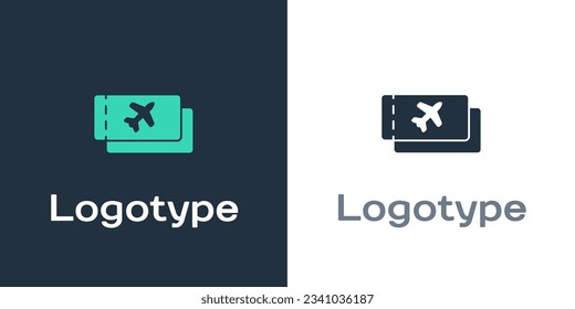 Logotype Airline ticket icon isolated on white background. Plane ticket. Logo design template element. Vector Illustration