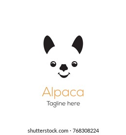 Logotype alpaca face, logo vector cute silhouette, template character