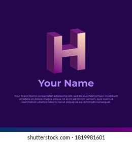 Logotipo. Letra H del logotipo 3D del alfabeto. Logotipo de monograma para su marca y compañía