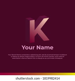 Logotype. Alphabet 3D Logo Letter K. Monogram Logo for your brand and Company