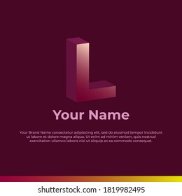 Logotype. Alphabet 3D Logo Letter L. Monogram Logo for your brand and Company