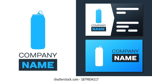 Logotype Aluminum can icon isolated on white background. Logo design template element. Vector.