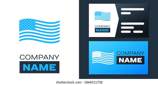 Logotype American flag icon isolated on white background. Flag of USA. Logo design template element. Vector.