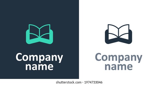 Logotype Ancient magic book with alchemy recipes and mystic spells and enchantments icon isolated on white background. Logo design template element. Vector