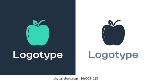 Logotype Apple icon isolated on white background. Fruit with leaf symbol. Logo design template element. Vector Illustration