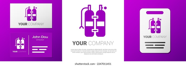 Logotype Aqualung icon isolated on white background. Oxygen tank for diver. Diving equipment. Extreme sport. Sport equipment. Logo design template element. Vector