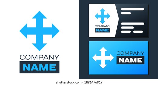 Logotype Arrows in four directions icon isolated on white background. Logo design template element. Vector.