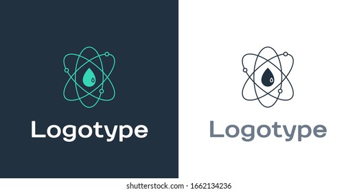 Logotype Atom icon isolated on white background. Symbol of science, education, nuclear physics, scientific research. Logo design template element. Vector Illustration