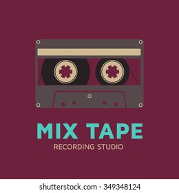 Logotype with audio cassette template, sample text and sign.