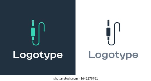 Logotype Audio jack icon isolated on white background. Audio cable for connection sound equipment. Plug wire. Musical instrument. Logo design template element. Vector Illustration