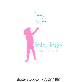 Logotype baby for children's store, developing center, clothes, club, toys store, accessories, shop, happy time, kids. Logo vector illustration
