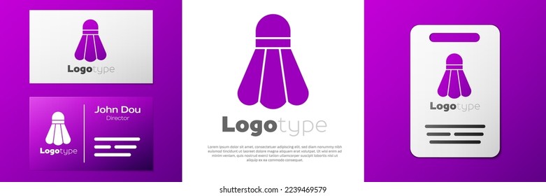 Logotype Badminton shuttlecock icon isolated on white background. Sport equipment. Logo design template element. Vector Illustration