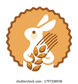 Logotype Bakery rabbit with wheat