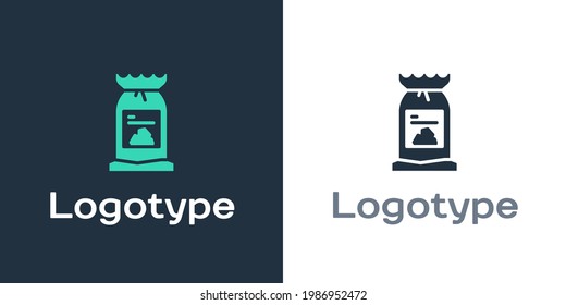 Logotype Barbecue coal bag icon isolated on white background. Logo design template element. Vector