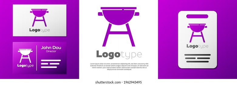 Logotype Barbecue grill icon isolated on white background. BBQ grill party. Logo design template element. Vector