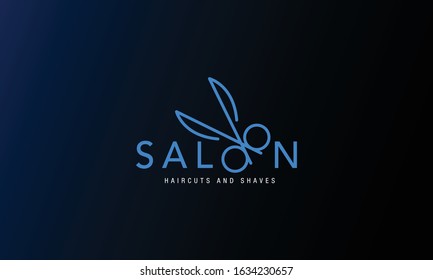 logotype for barbershop and saloon vector design black background