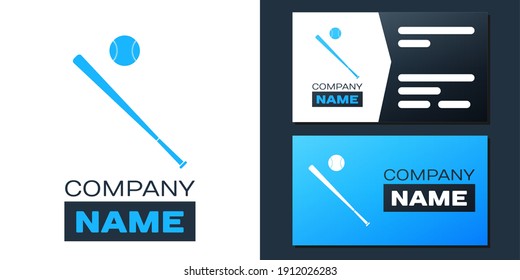 Logotype Baseball ball and bat icon isolated on white background. Logo design template element. Vector.